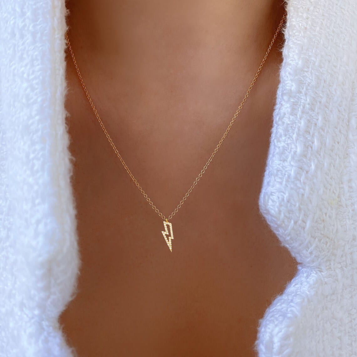 lightning necklace gold